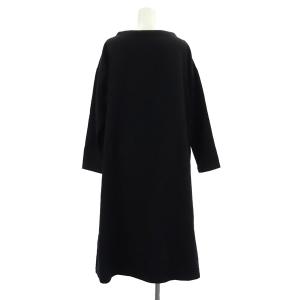 nest Robe コットンウールロングワンピース 長袖 ボートネック 黒 ブラック