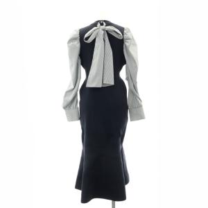 CELFORD 22AW バックリボンマーメイドニットワンピース ロング 長袖 36 S 紺 ネイビー