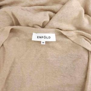 ENFOLD リネン ロングニットカーディガン 長袖 ボタンレス 38 ベージュ