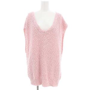 コットン ニットベスト プルオーバー L ピンク