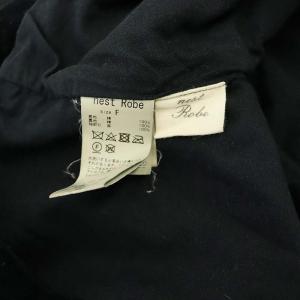 nest Robe コットンベルベット×リネンジャケット ノーカラー 切替 F 黒 ブラック