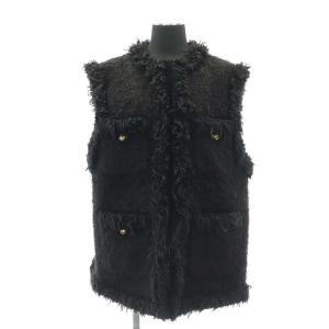22AW GIOLICA ツイードベスト 前開き ウール混 38 ブラック