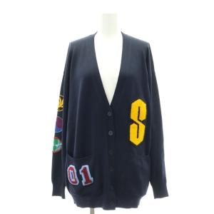 ツバメ ワッペン装飾カーディガン ニット 長袖 38 紺 ネイビー 261793