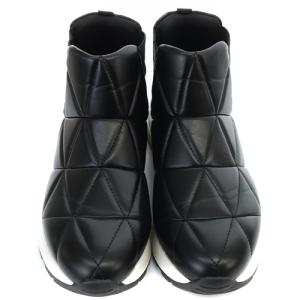 LANVIN en Bleu ミッドカット キルティングスニーカー ロゴ 23.5cm 黒 ブラック