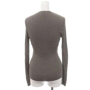 EPOCA ラメ Vネック リブニットカーディガン 長袖 40 チャコールグレー