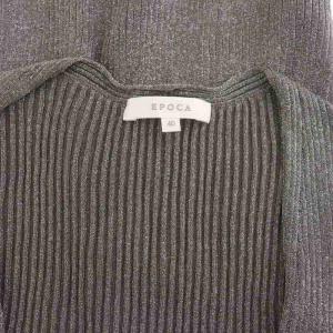 EPOCA ラメ Vネック リブニットカーディガン 長袖 40 チャコールグレー