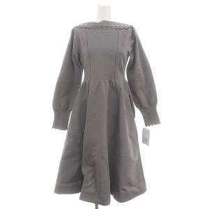 22AW カットワークホールガーメントワンピース ひざ丈 長袖 36 S グレージュ