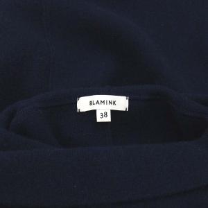 BLAMINK ウールカシミヤ12Gハイネックロングスリーブニット 38 ネイビー