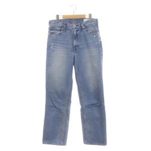 THE HIM ワイドストレートデニムパンツ ジーンズ ストレート ジッパーフライ ダメージ加工 25 ライトブルー