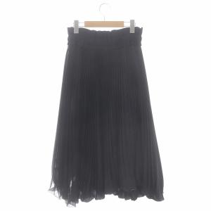 sacai wool×polyester skirt プリーツスカート ひざ丈 1 黒 ブラック