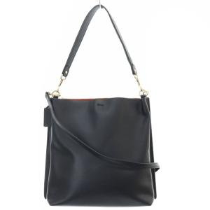 COACH レザー ショルダーバッグ ハンドバッグ 2way ロゴ 黒 ブラック CA214
