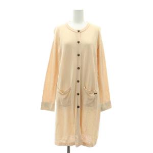 ロングカーディガン ニット 長袖 クルーネック 薄手 38 M ピンク