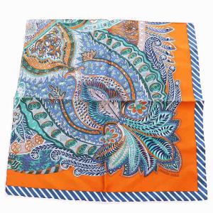 プチカレ マハラニの庭 スカーフ シルク オレンジ グリーン