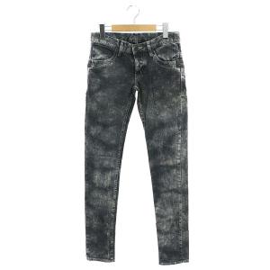 0111AP06 ジップポケット デニムパンツ ジーンズ スキニー ボタンフライ仕様 XS 黒 ブラック