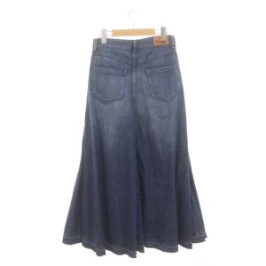 HYSTERIC GLAMOUR USED加工デニム フレアスカート ロング タック S 青 ブルー