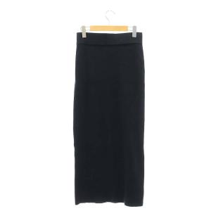 Deuxieme Classe Rib スカート リブニットスカート Iライン ロング F 紺 ネイビー
