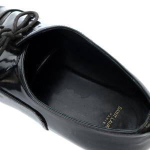 SAINT LAURENT PARIS シューズ レースアップ パテントレザー 37 24cm 黒 ブラック 328346