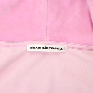 alexanderwang ジップアップ ベロアパーカー 長袖 フロントジップ フード付き ロゴ コットン XS ピンク /YQ OS