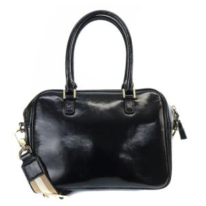 ANYA HINDMARCH CARKER カーカー スモール エナメル ショルダーバッグ ハンドバッグ 2way 黒 ブラック