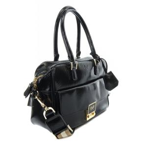 ANYA HINDMARCH CARKER カーカー スモール エナメル ショルダーバッグ ハンドバッグ 2way 黒 ブラック
