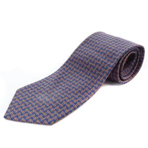 ヘヴィ シルクネクタイ Hゲーム 紺 ネイビー オレンジ 659292T