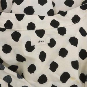 IENA 22AW プリントボータイシャツブラウス 長袖 チュニック丈 アイボリー 黒 ブラック