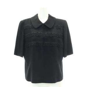 GIVENCHY 2点セット ジャケット ロング ノーカラー ブラウス 半袖 プルオーバー バックボタン 10 黒 ブラック