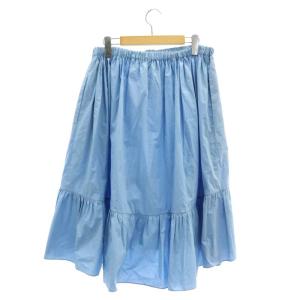 FENDI ギャザーフレアスカート ロング ミモレ丈 イージー 38 水色 ライトブルー FQ6697