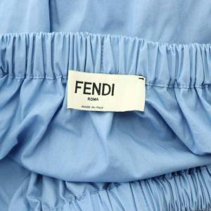 FENDI ギャザーフレアスカート ロング ミモレ丈 イージー 38 水色 ライトブルー FQ6697