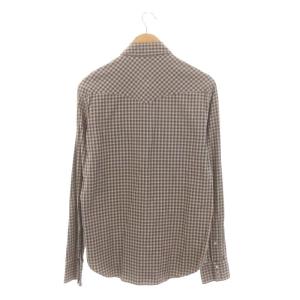 RRL スナップボタン チェック シャツ カジュアル 長袖 S ベージュ 紺 ネイビー /AT OS