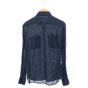 STONE ISLAND コットン リネン混 長袖シャツ M 紺 ネイビー