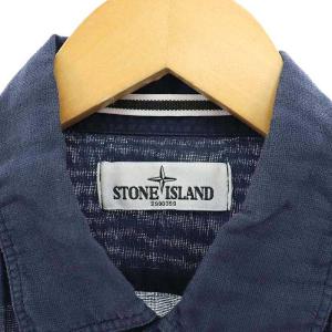 STONE ISLAND コットン リネン混 長袖シャツ M 紺 ネイビー