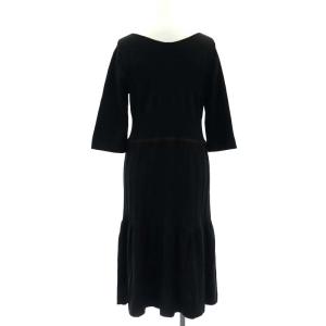 CIVIDINI ニットワンピース 七分袖 ロング ウール 44 黒 茶 ブラック ブラウン