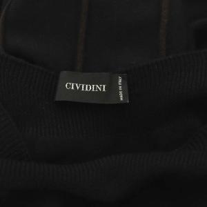 CIVIDINI ニットワンピース 七分袖 ロング ウール 44 黒 茶 ブラック ブラウン