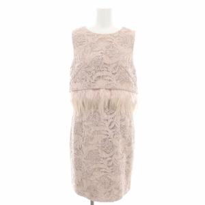 スパンレースワンピース ノースリーブ ひざ丈 36 S ピンクベージュ