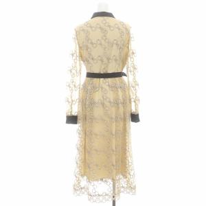 Diagram GRACE CONTINENTAL 22AW チェーンembワンピース ロング ミモレ 長袖 チュール 36 ベージュ