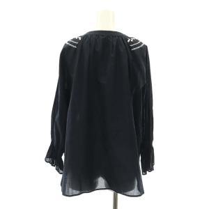 BLUE LABEL CRESTBRIDGE ブラウス 長袖 刺繍 キーネック 36 黒 ブラック