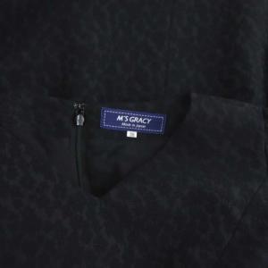 M'S GRACY 花柄 刺繍 Vネック ワンピース ロング 七分袖 パフスリーブ 38 黒 ブラック