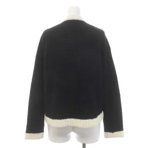 Grace Class 22AW ループヤーンニットカーディガン 長袖 ウール混 36 黒 オフホワイト ブラック