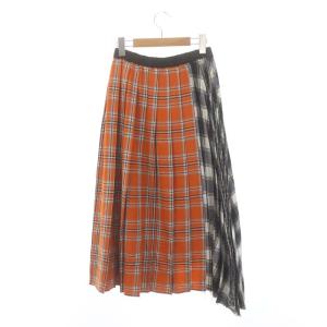 23SS アイレットベルトプリーツスカート ロング フレア チェック  