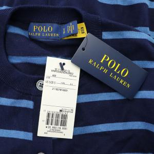 POLO RALPH LAUREN クル?ネック ボーダーカーディガン ニット 長袖 S 紺 ネイビー