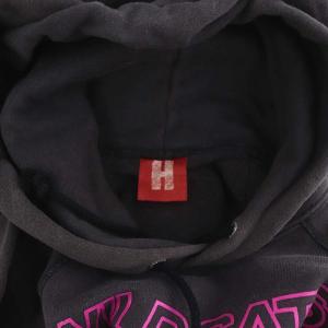 HYSTERIC GLAMOUR ネコプリントプルオーバーパーカー スウェット カットソー 長袖 フード F チャコールグレー ピンク