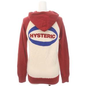 HYSTERIC GLAMOUR フルジップラグランパーカー 長袖 フード プリント F 赤 オフホワイト 青