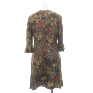 VALENTINO シルク バタフライプリント ワンピース ひざ丈 七分袖 バックファスナー 40 L マルチカラー