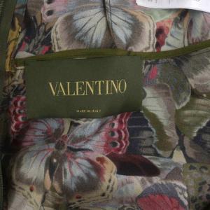 VALENTINO シルク バタフライプリント ワンピース ひざ丈 七分袖 バックファスナー 40 L マルチカラー