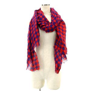 LOUIS VUITTON ストール チェック柄 フリンジ 赤 レッド 青 ブルー 40190