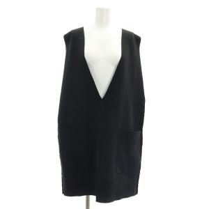 22AW ニットベスト ロング Vネック オーバーサイズ プルオーバー 黒 ブラック