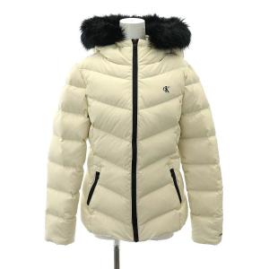 ファー フード ダウンジャケット ジップアップ S オフホワイト