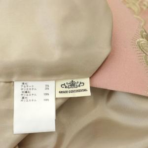 GRACE CONTINENTAL レース柄刺繍タイトワンピース ひざ丈 ノースリーブ バックファスナー 36 S ベージュ ピンク