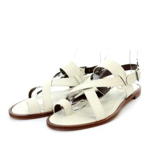 ロランス PALOS クロス フラット トングサンダル ストラップ レザー 38 25cm 白 ホワイト